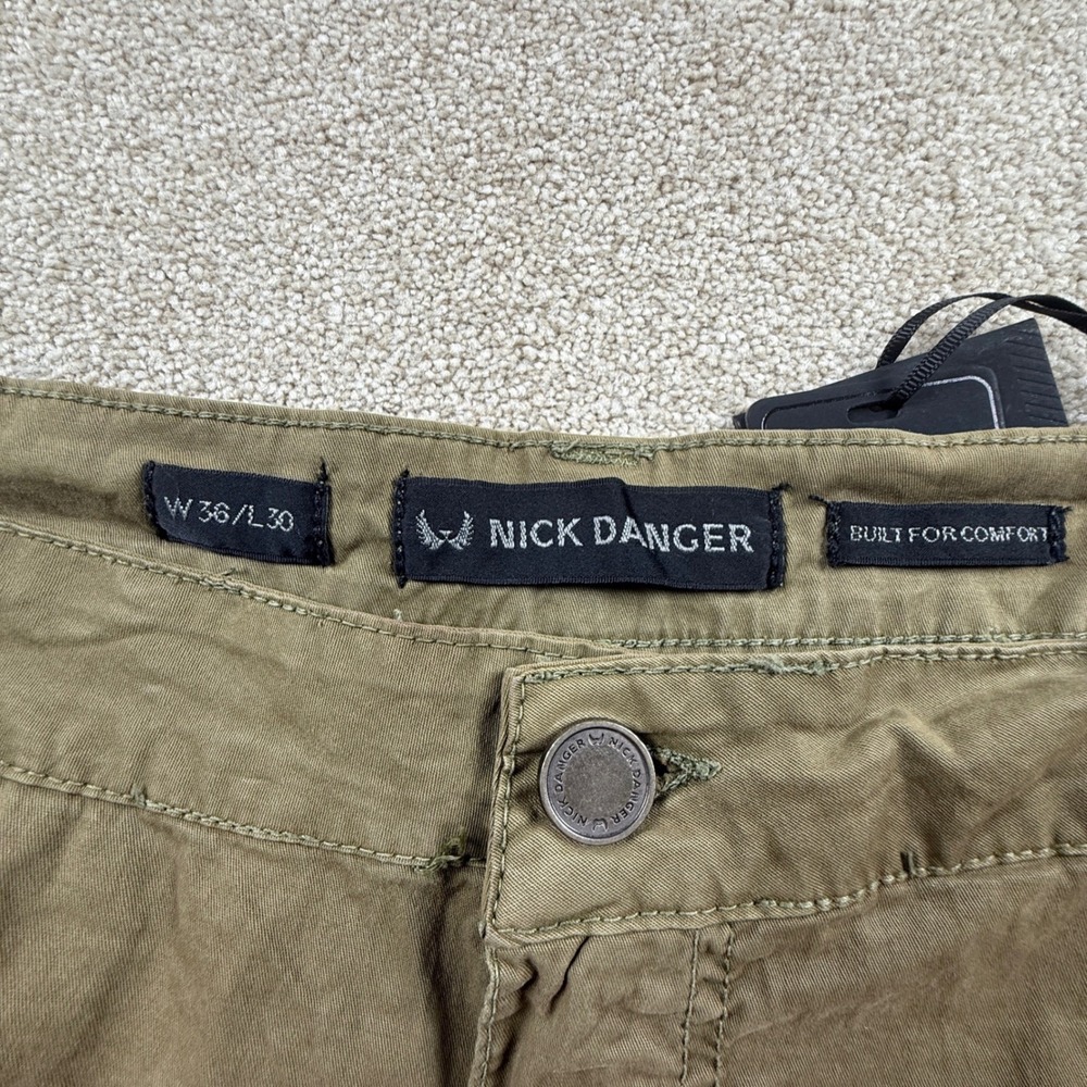 Nick Danger Mens Cargo Pants‎ Tan Olive Green 36x30 NDPT106002 New With Tags - Picture 5 of 8